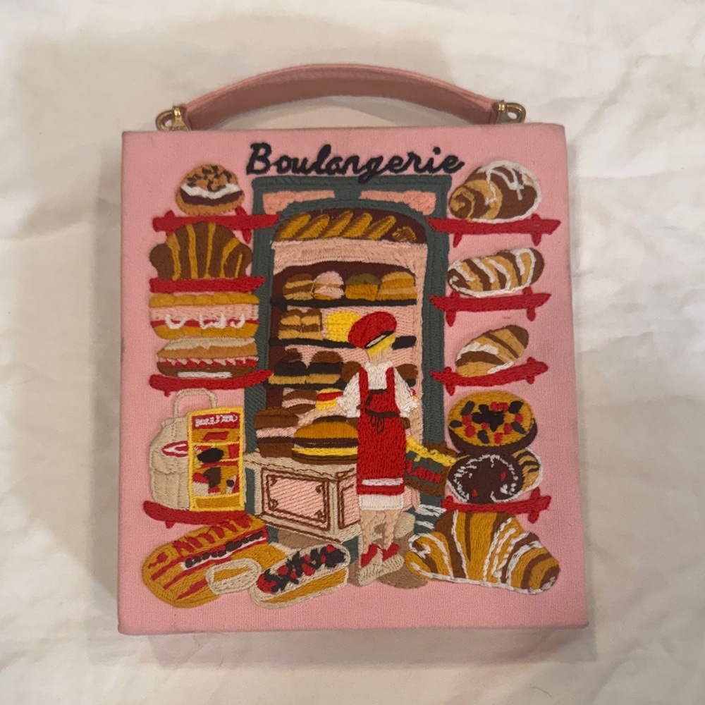 JW PEI Pink Boulangerie Embroidered Clutch